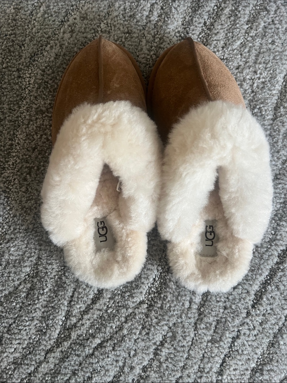 UGG Women's Chestnut Suede Slippers with Cream Shearling